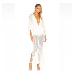 Michael Costello x Revolve Serinda White Bodysuit Maxi Dress Size S